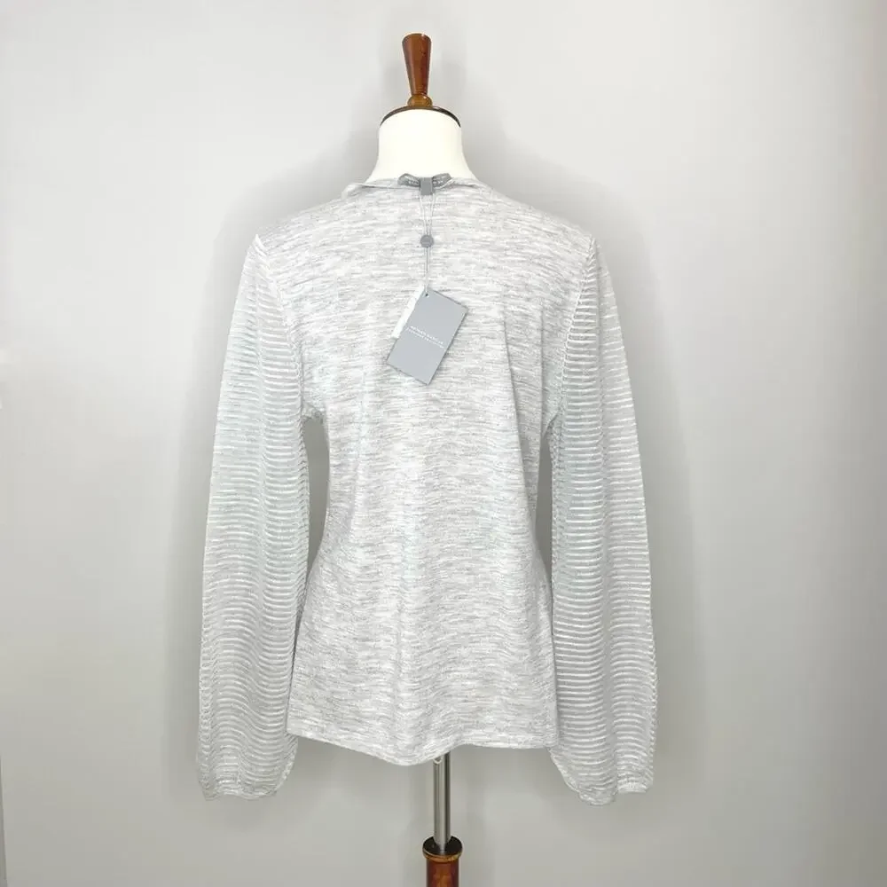 Neiman Marcus Cashmere Collection Sweater with Sheer Ottoman Sleeves Size Large - Picture 4 of 14